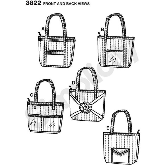 Simplicity Sewing Pattern 3822 Bag Tote Purse Shopping Beach Craft - Picture 2 of 3